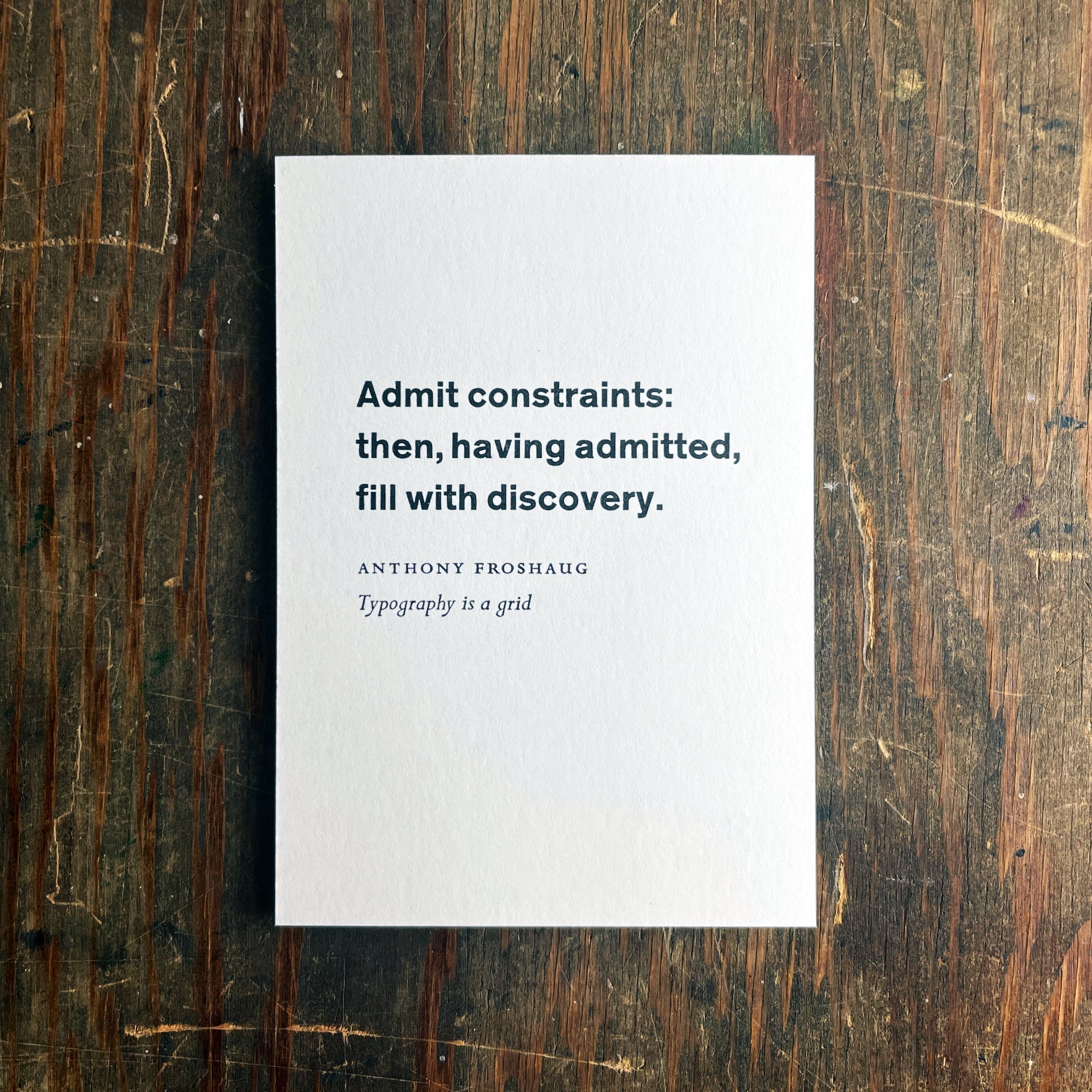 Admit Constraints notecard