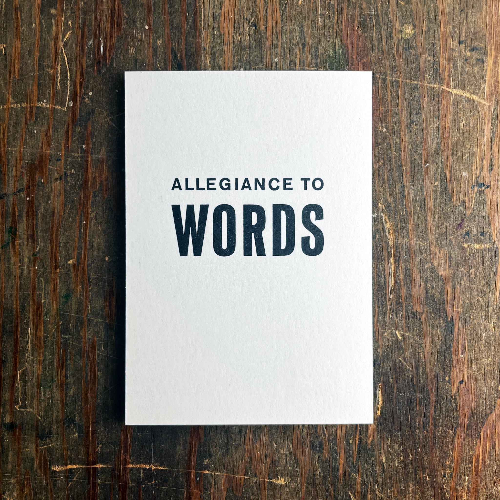 Allegiance to Words notecard
