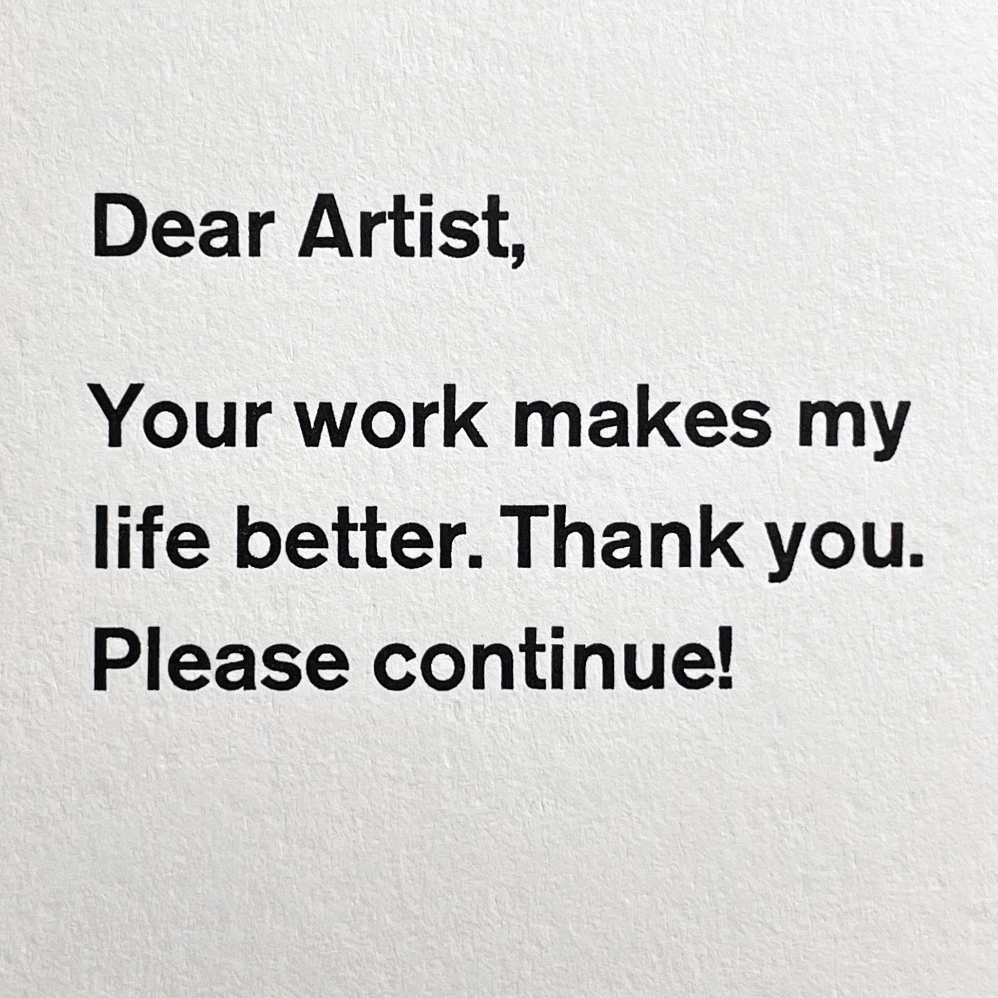 Dear Artist notecard