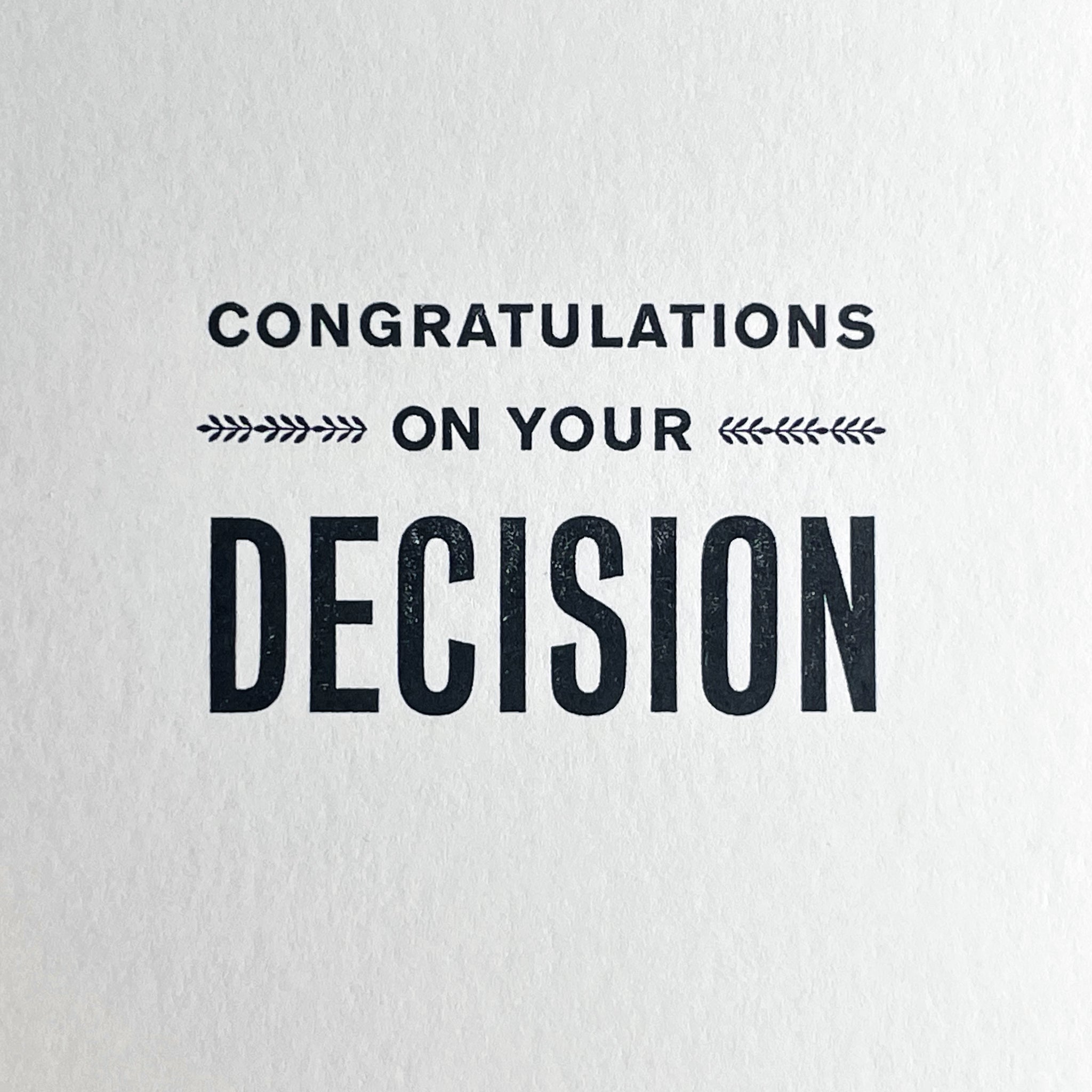 Decision Congrats notecard